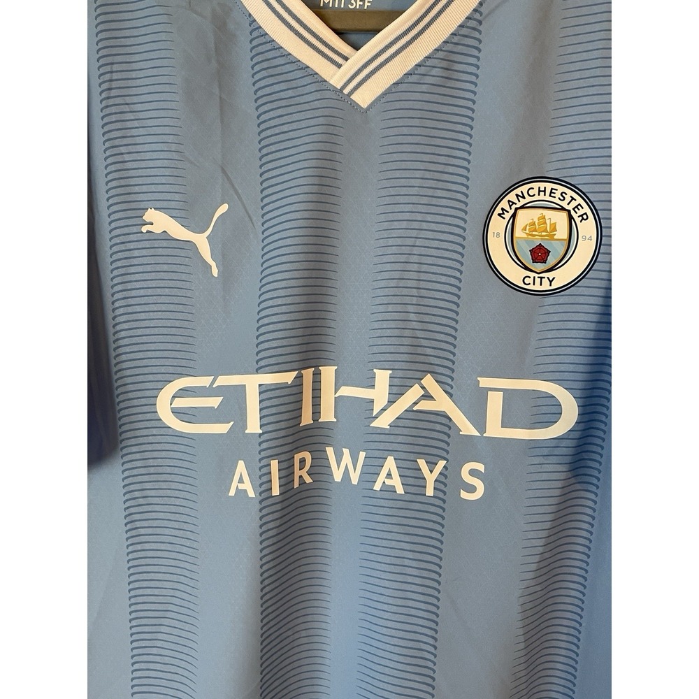 Men's 3XL NWOT Manchester City Kevin De Bruyne #17 Puma 2023/24 Home Jersey Blue - Picture 3 of 10
